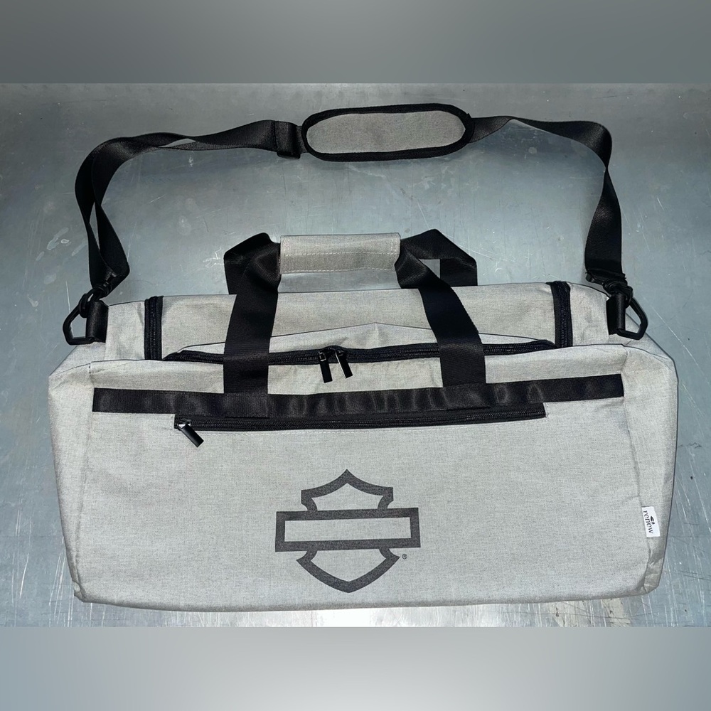 Harley-Davidson Gray and Black Duffel Bag